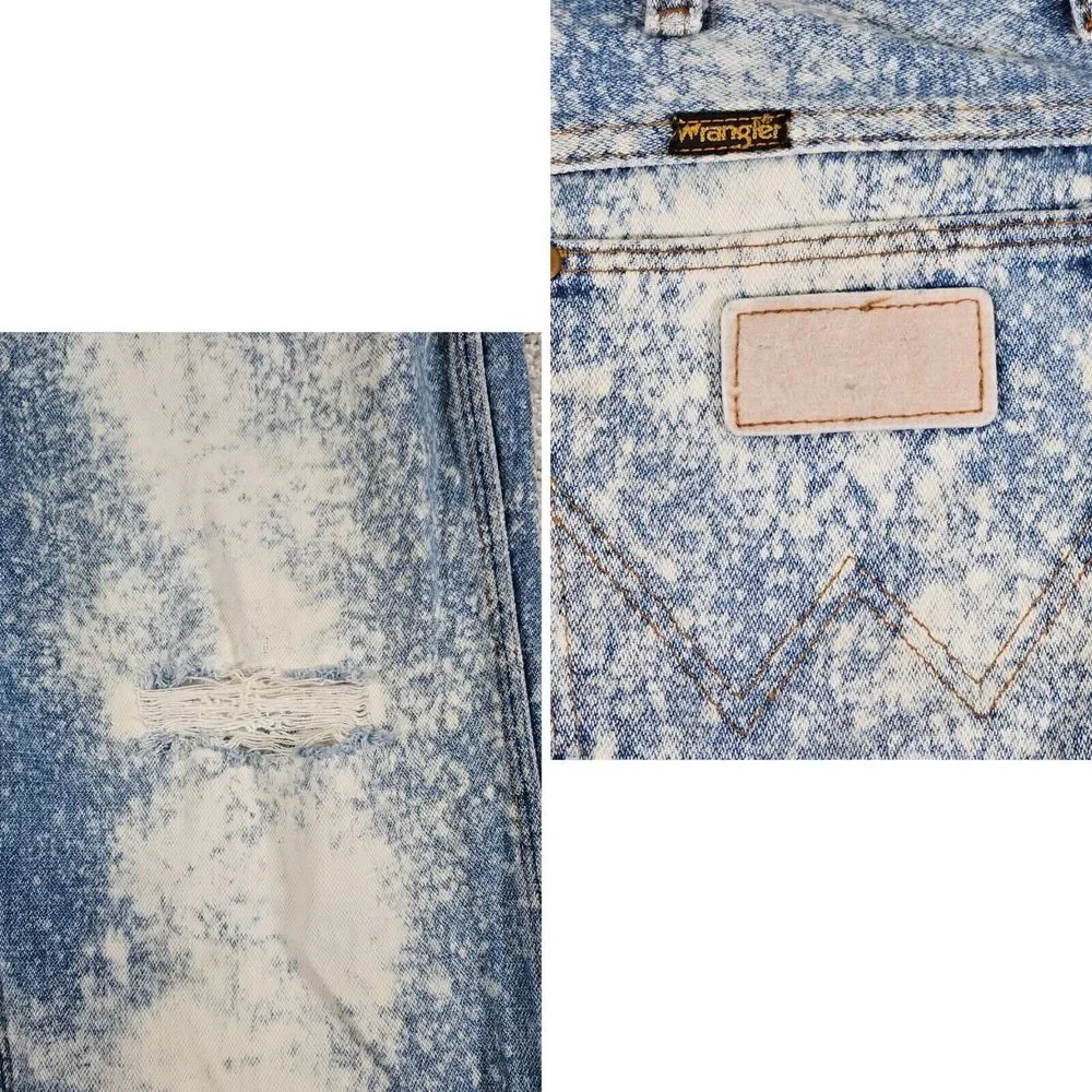 VTG Wrangler 912PW Bleach Splatter Custom Denim Jeans‎ 34x29 Distressed 70s 80s